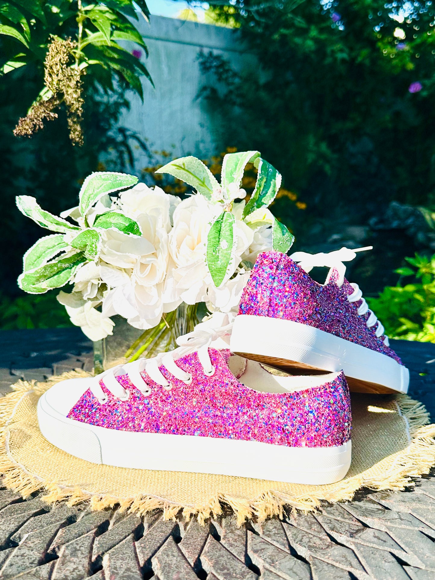 Cotton Candy Pink Glitter Sneakers