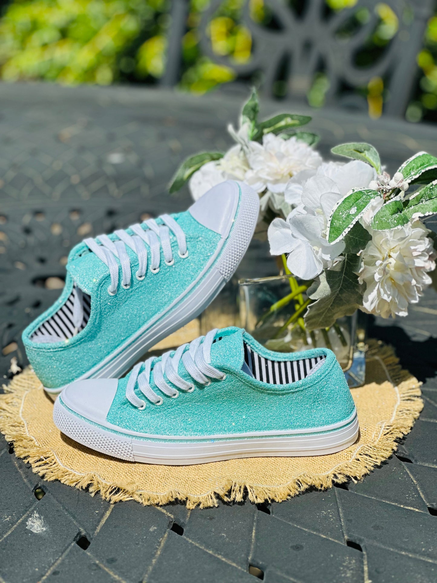 Tiffani Aqua Blue Glitter Sneakers