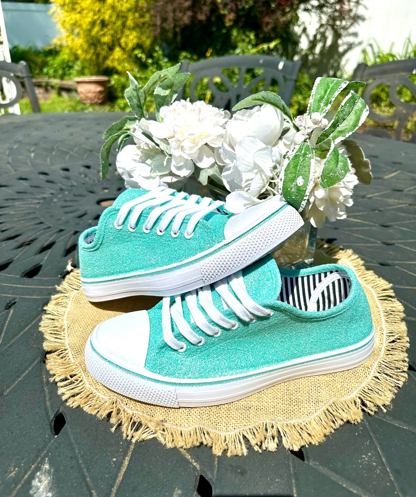 Tiffani Aqua Blue Glitter Sneakers