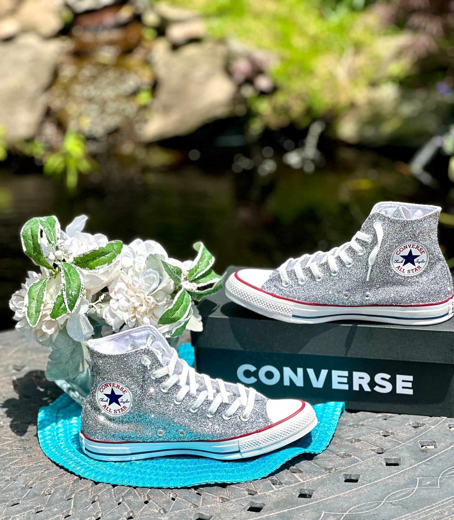 High Top Silver Glitter Converse Chuck Taylor All Star Sneakers