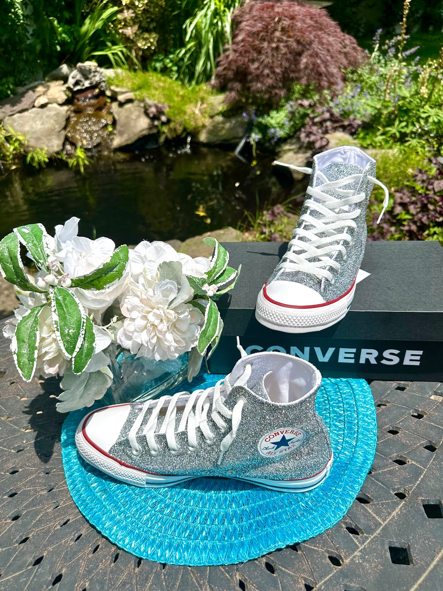 High Top Silver Glitter Converse Chuck Taylor All Star Sneakers