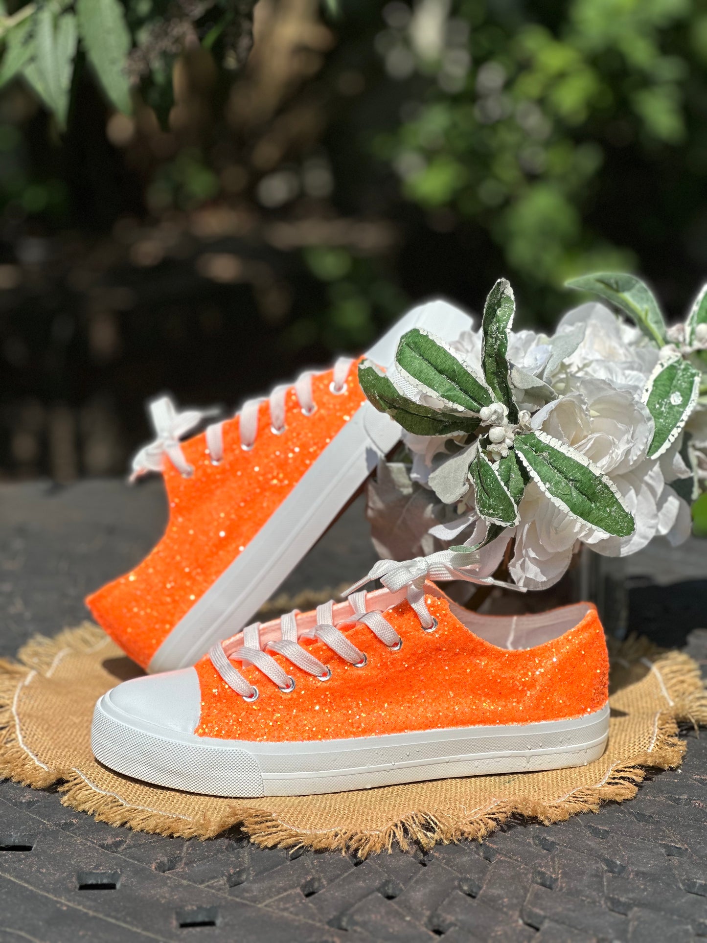 Orange Glitter Sneakers