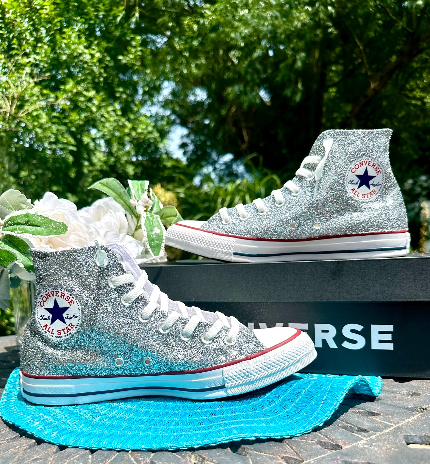 High Top Silver Glitter Converse Chuck Taylor All Star Sneakers