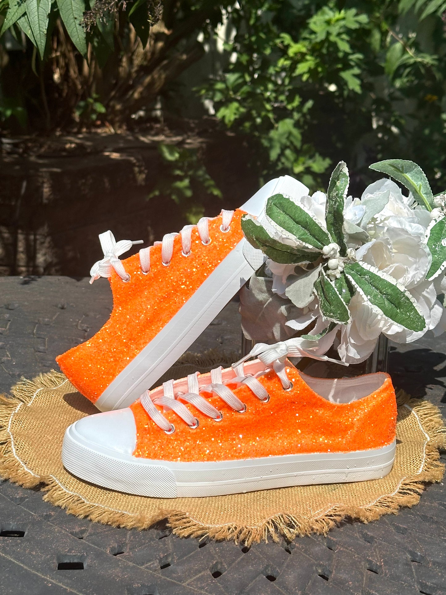 Orange Glitter Sneakers