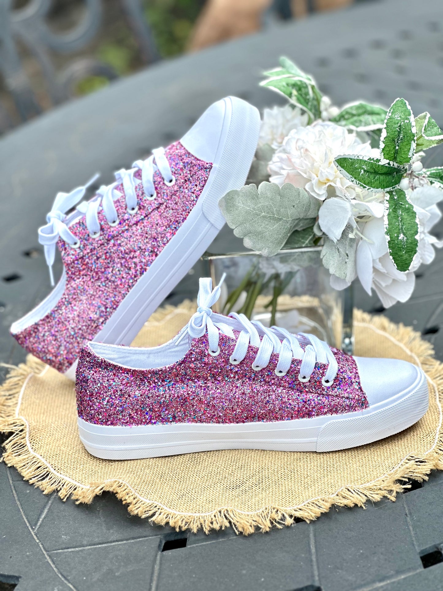 Cotton Candy Pink Glitter Sneakers