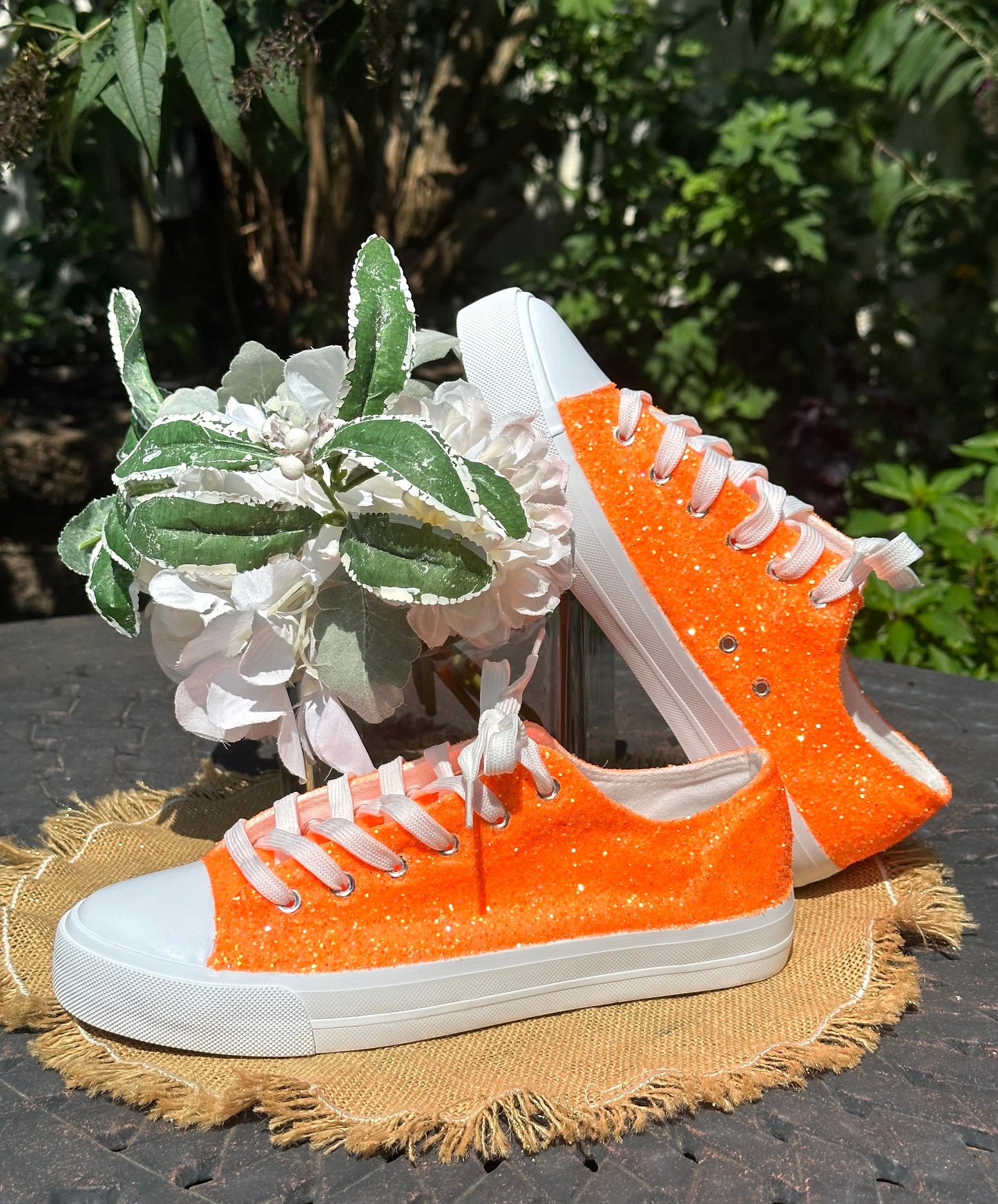 Orange Glitter Sneakers