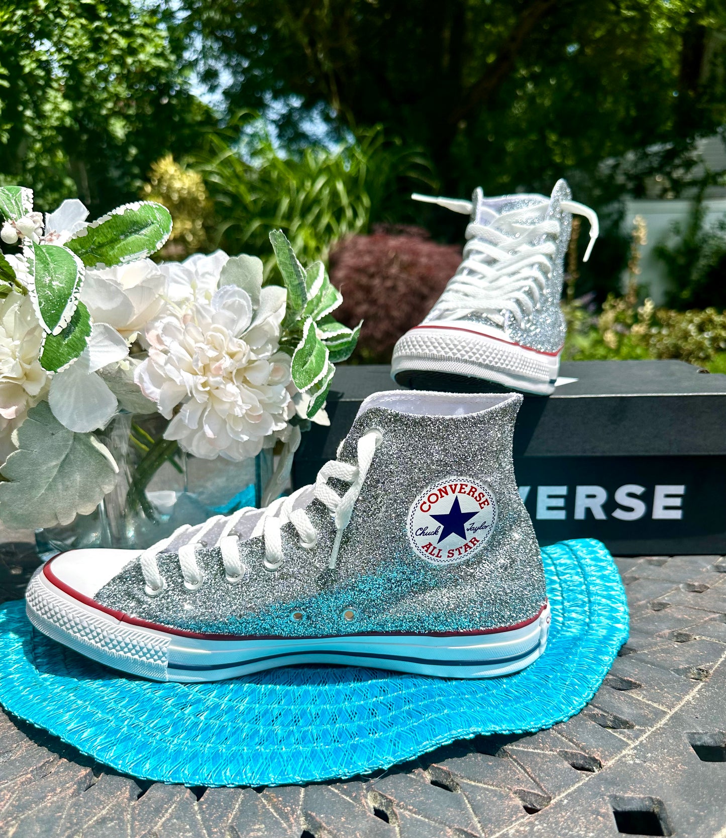 High Top Silver Glitter Converse Chuck Taylor All Star Sneakers