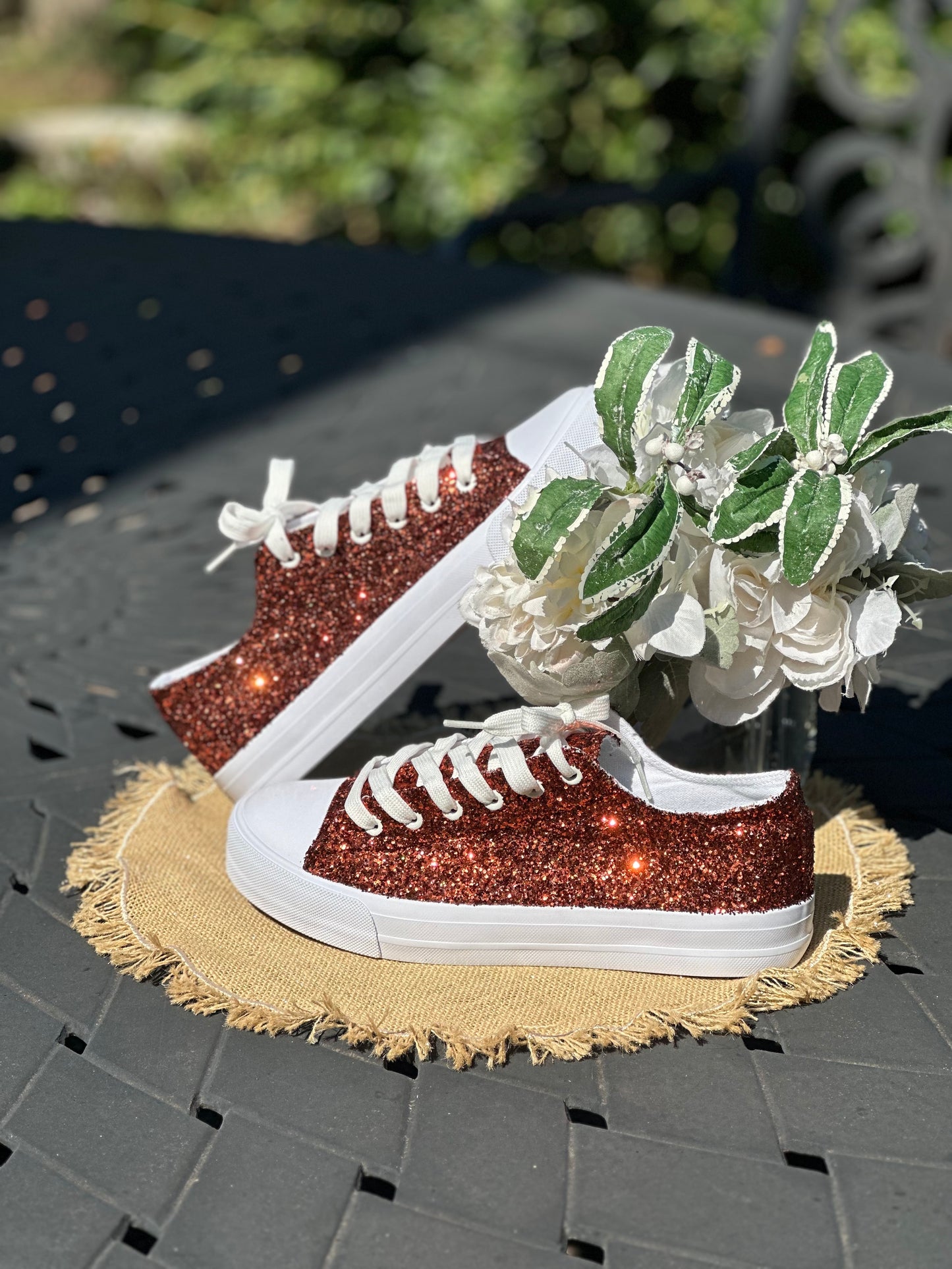 Pumpkin Orange Glitter Sneakers