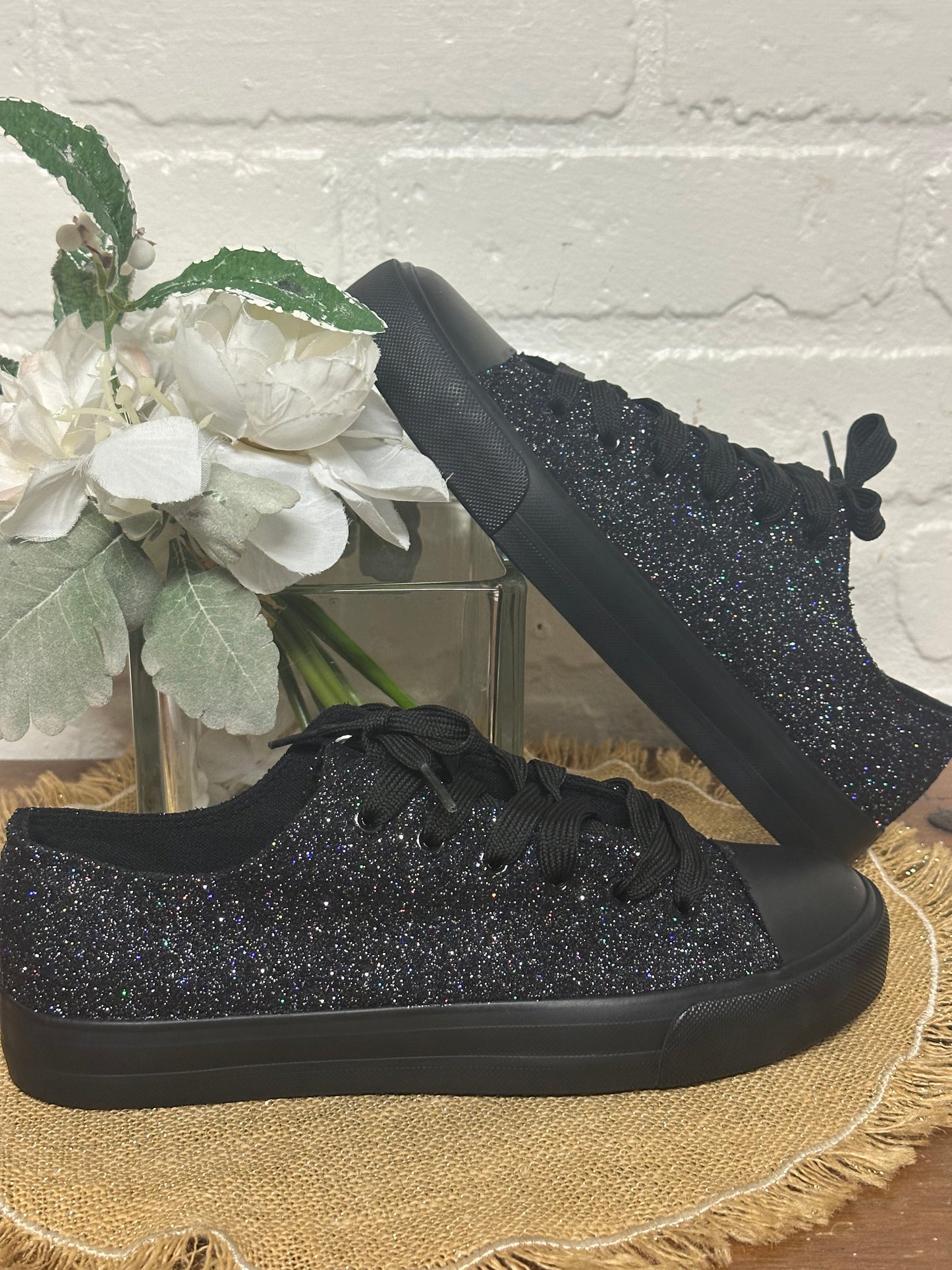 Black Glitter Sneakers