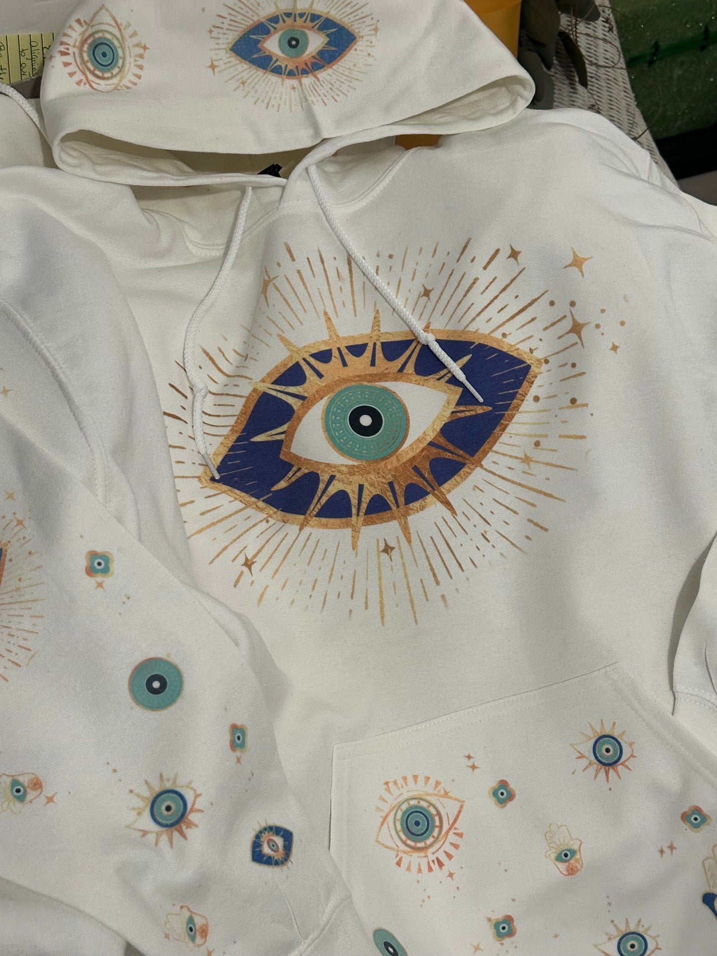 White Pull Over All Seeing Eye Sweatshirt