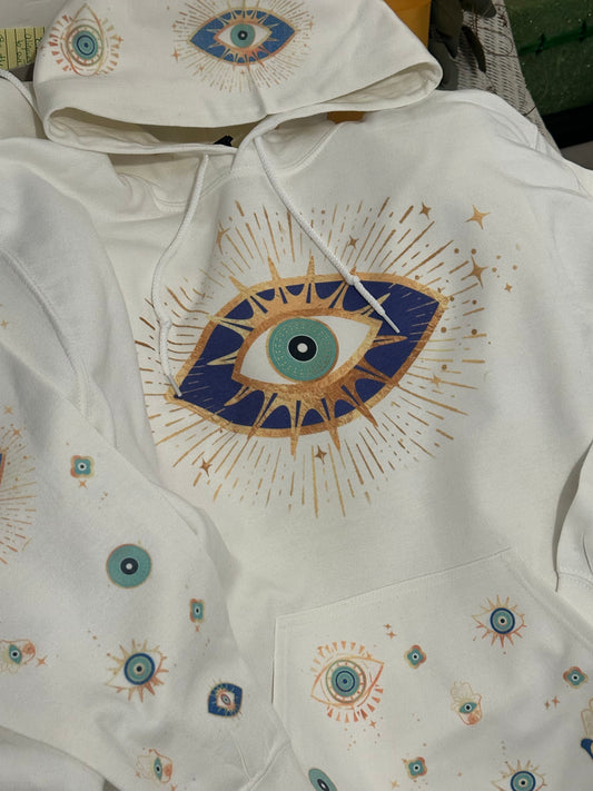 White Pull Over All Seeing Eye Sweatshirt