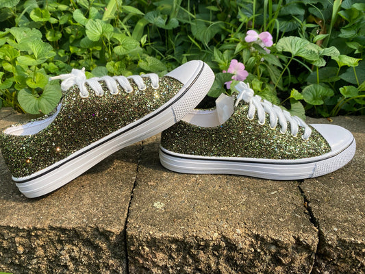 Huntress Dark Green Glitter Sneakers