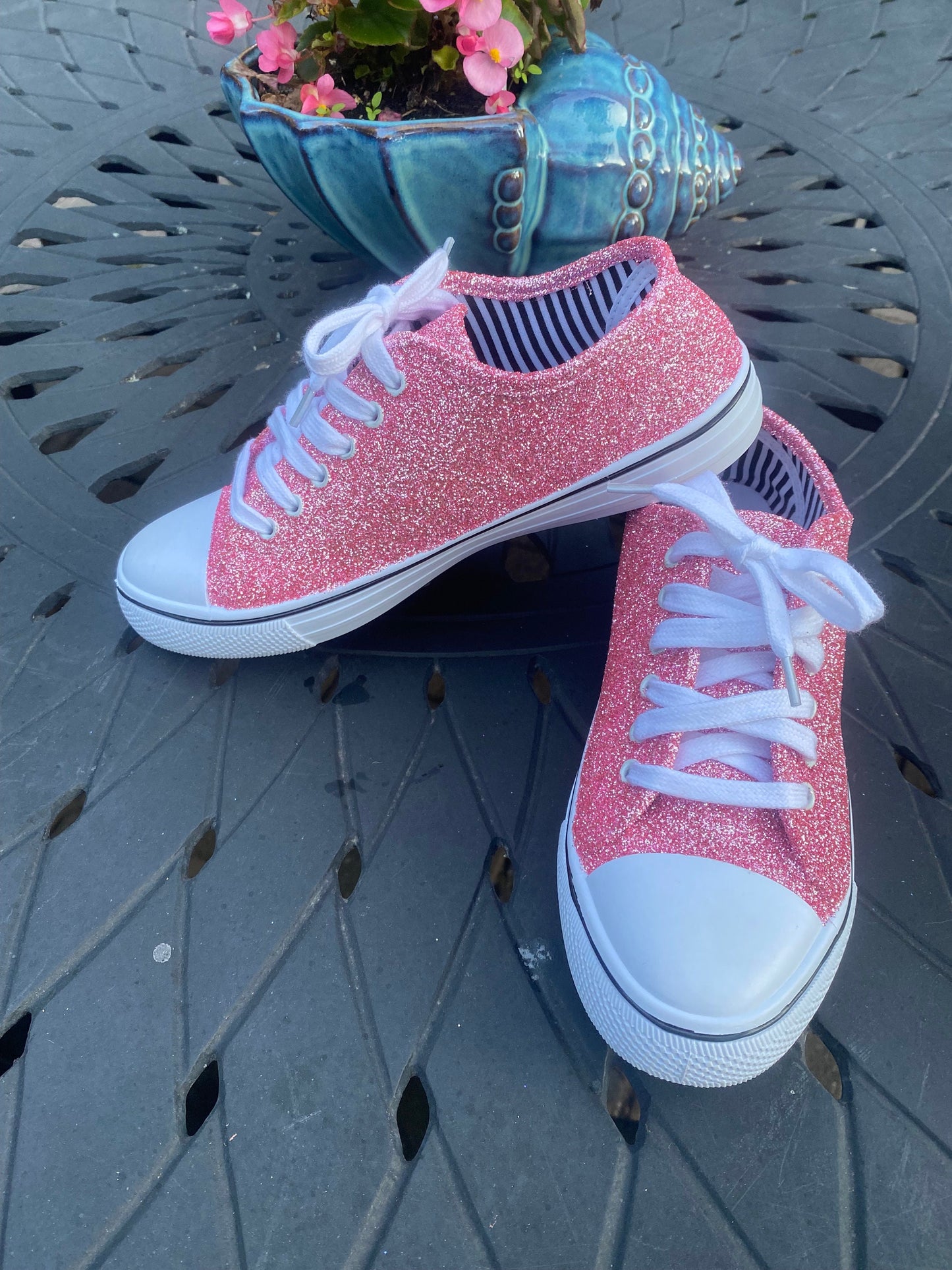 Pink Peony Glitter Sneakers