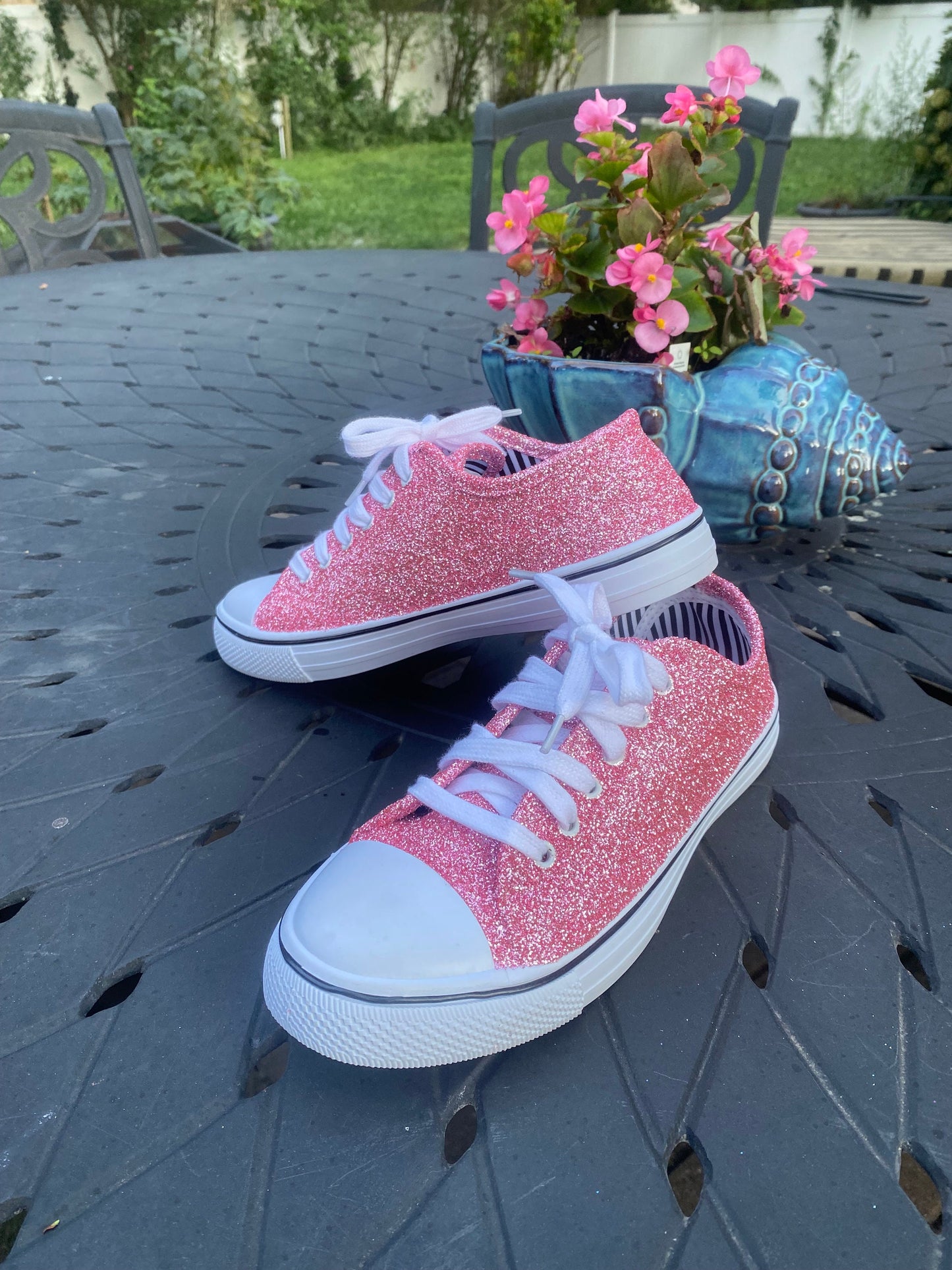 Pink Peony Glitter Sneakers