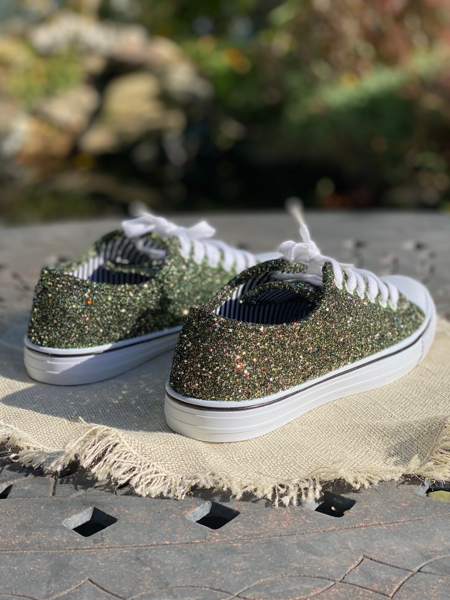 Huntress Dark Green Glitter Sneakers