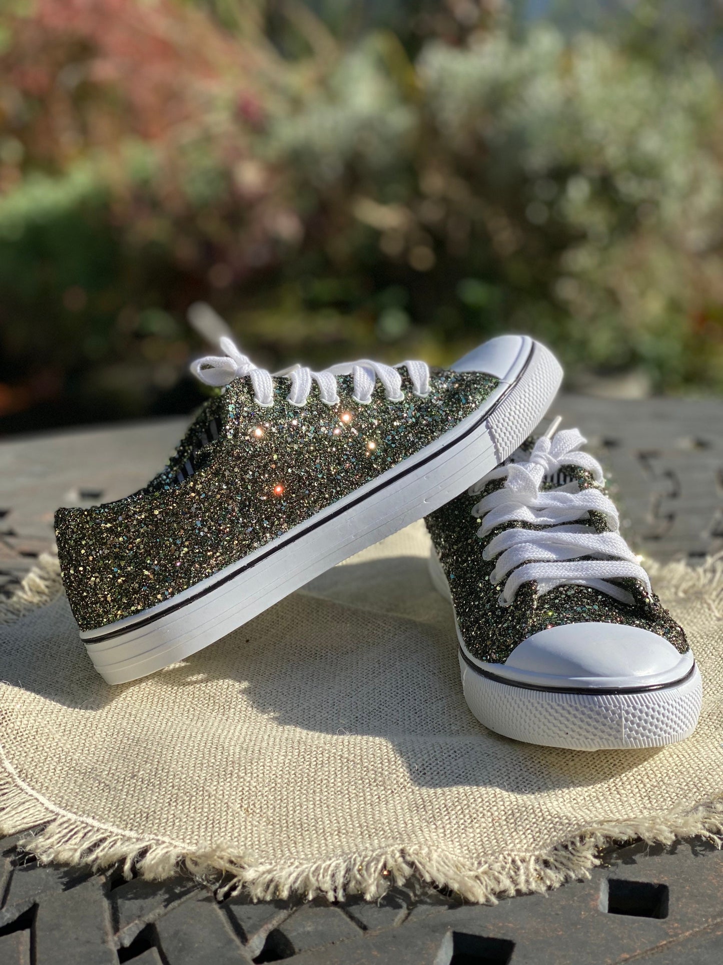 Huntress Dark Green Glitter Sneakers