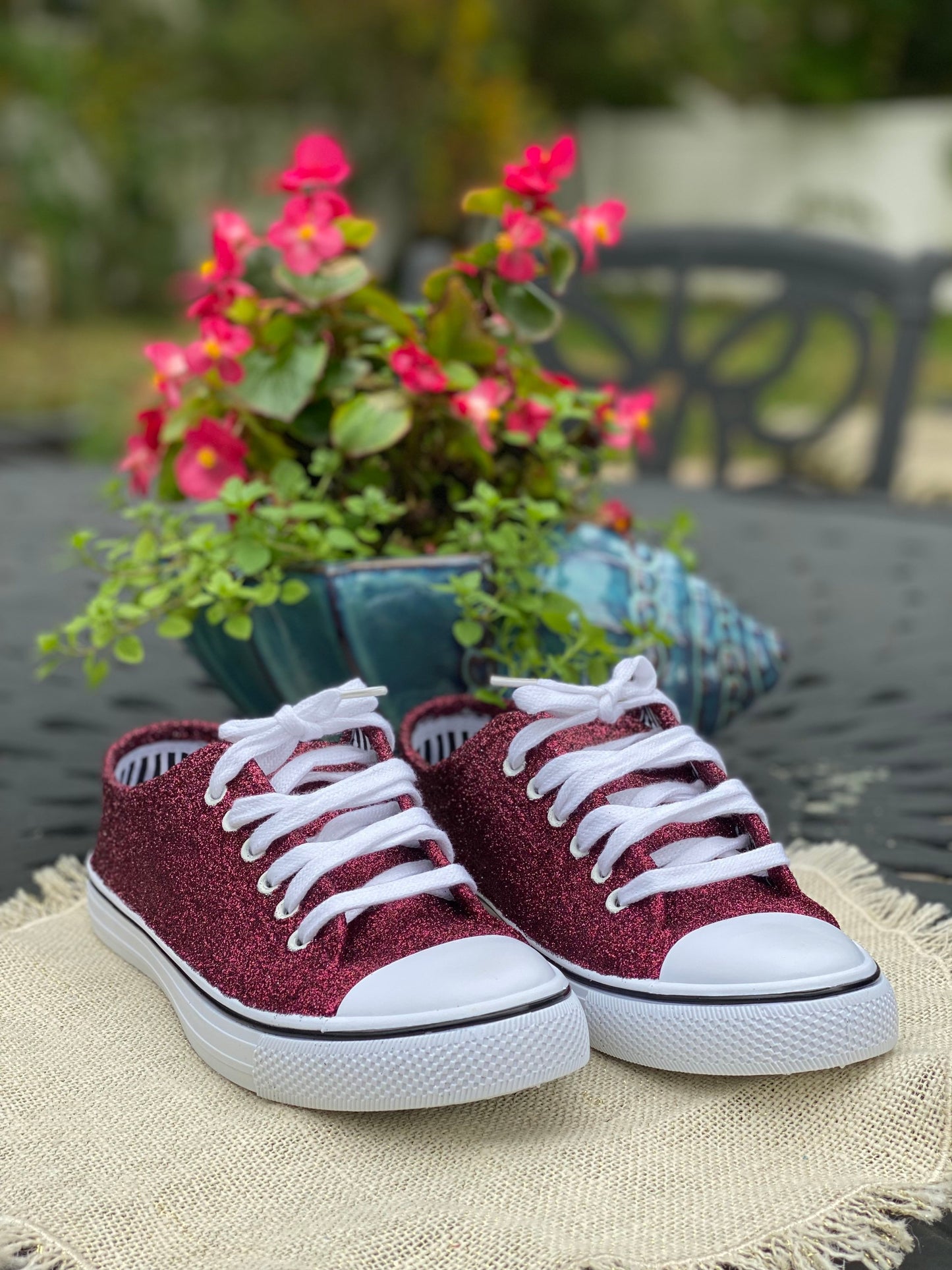 Burgundy Glitter Wedding Sneakers