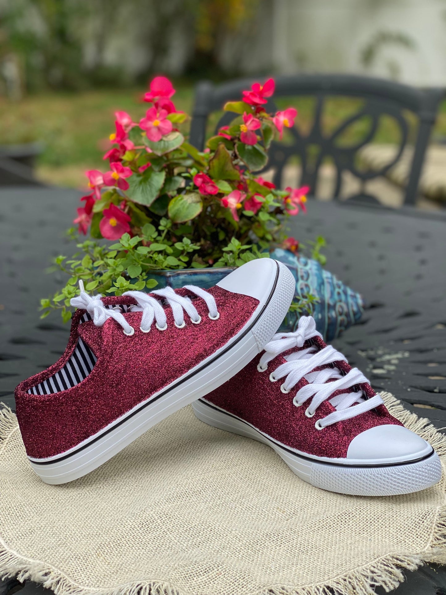 Burgundy Glitter Wedding Sneakers