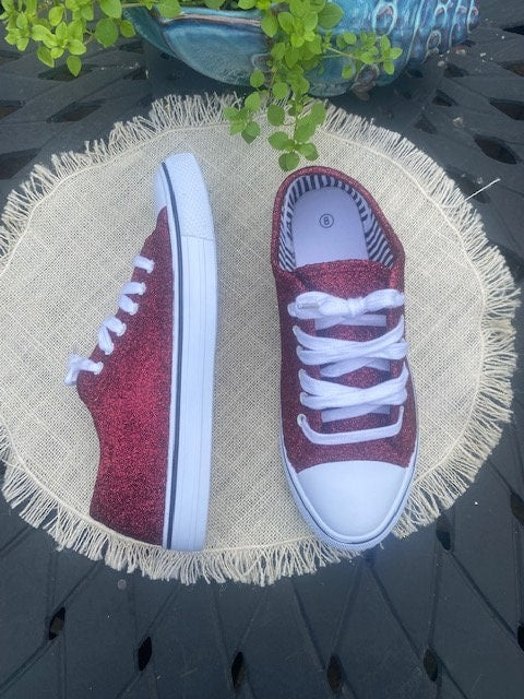 Burgundy Glitter Wedding Sneakers