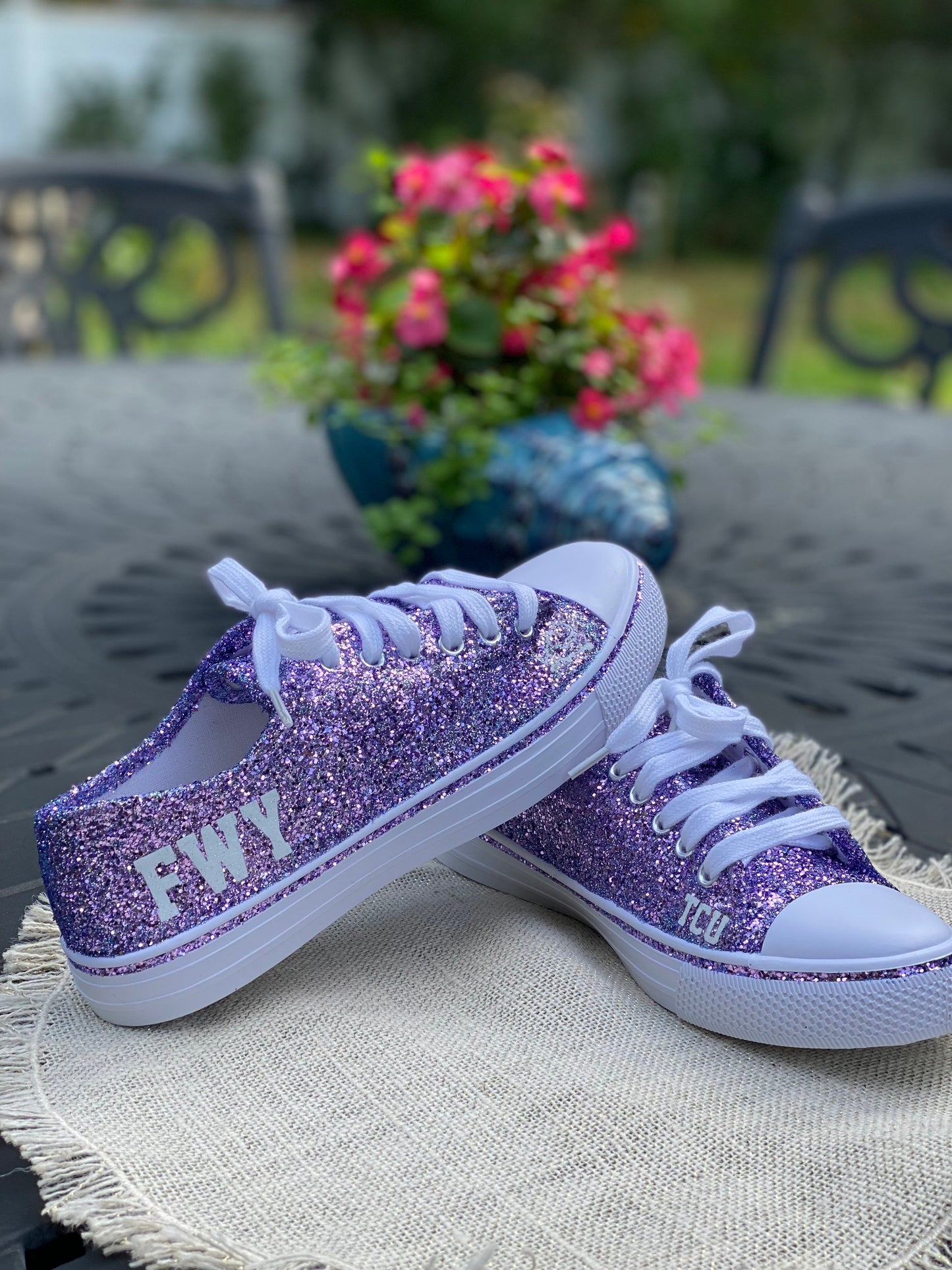 Personalized Lilac Glitter Sneakers