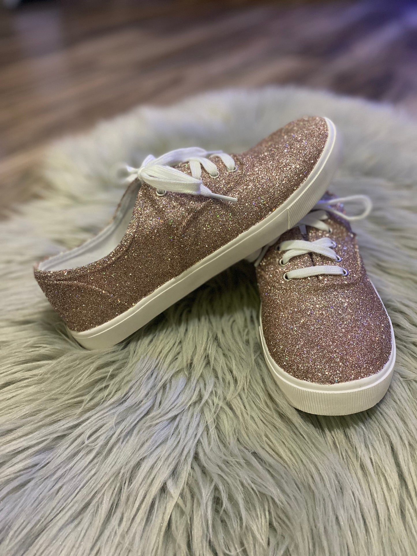 Rose Gold Holographic Glitter Sneakers