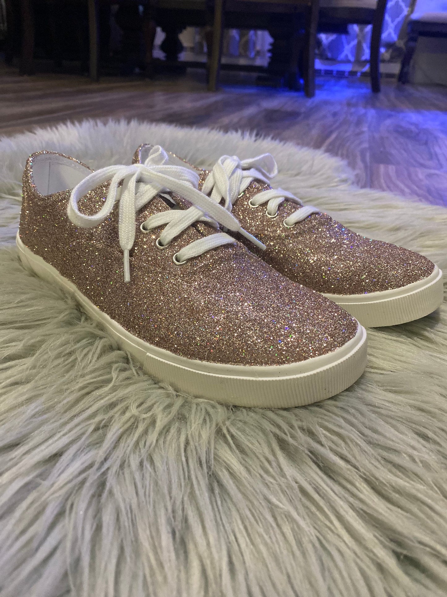 Rose Gold Holographic Glitter Sneakers