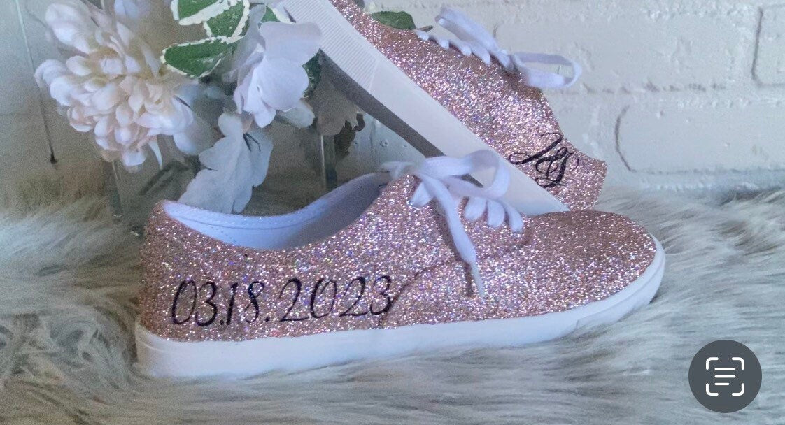 Rose Gold Holographic Glitter Sneakers