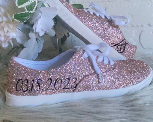 Rose Gold Holographic Glitter Sneakers