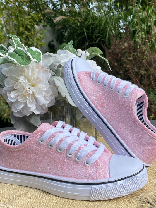 Baby Pink Opal Glitter Sneakers