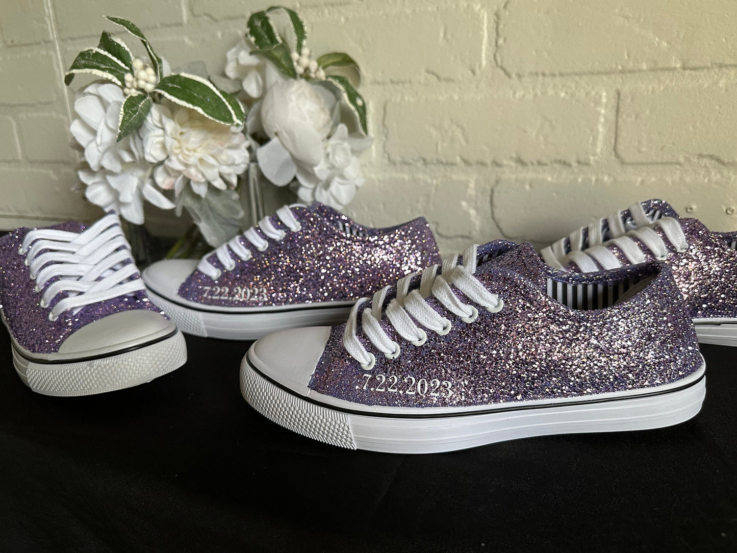 Personalized Lilac Glitter Sneakers