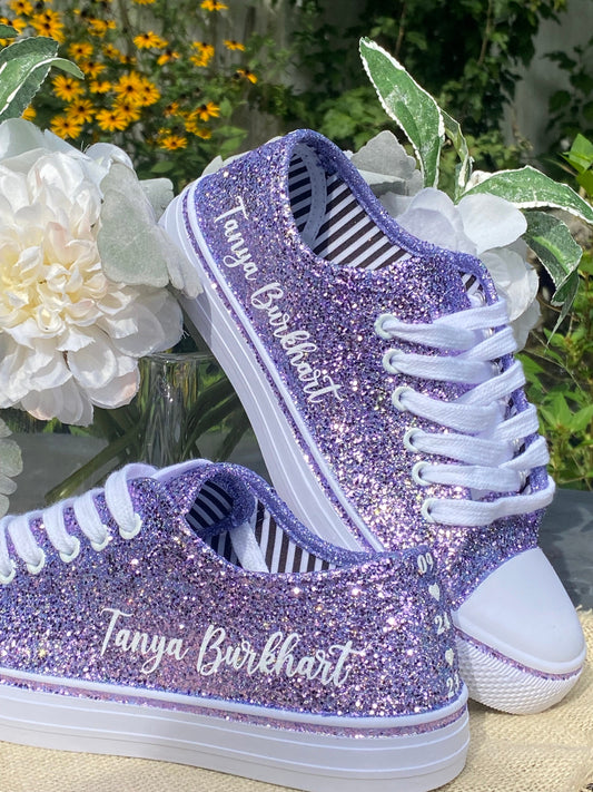 Personalized Lilac Glitter Sneakers