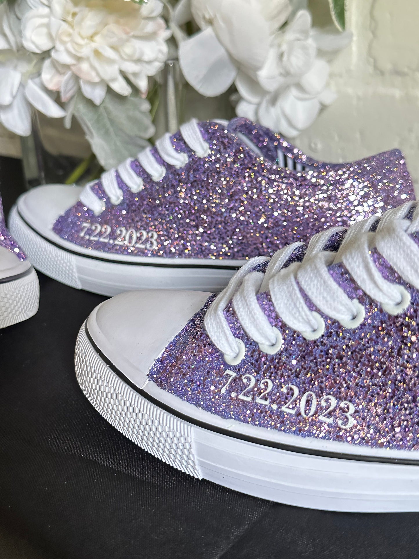 Personalized Lilac Glitter Sneakers