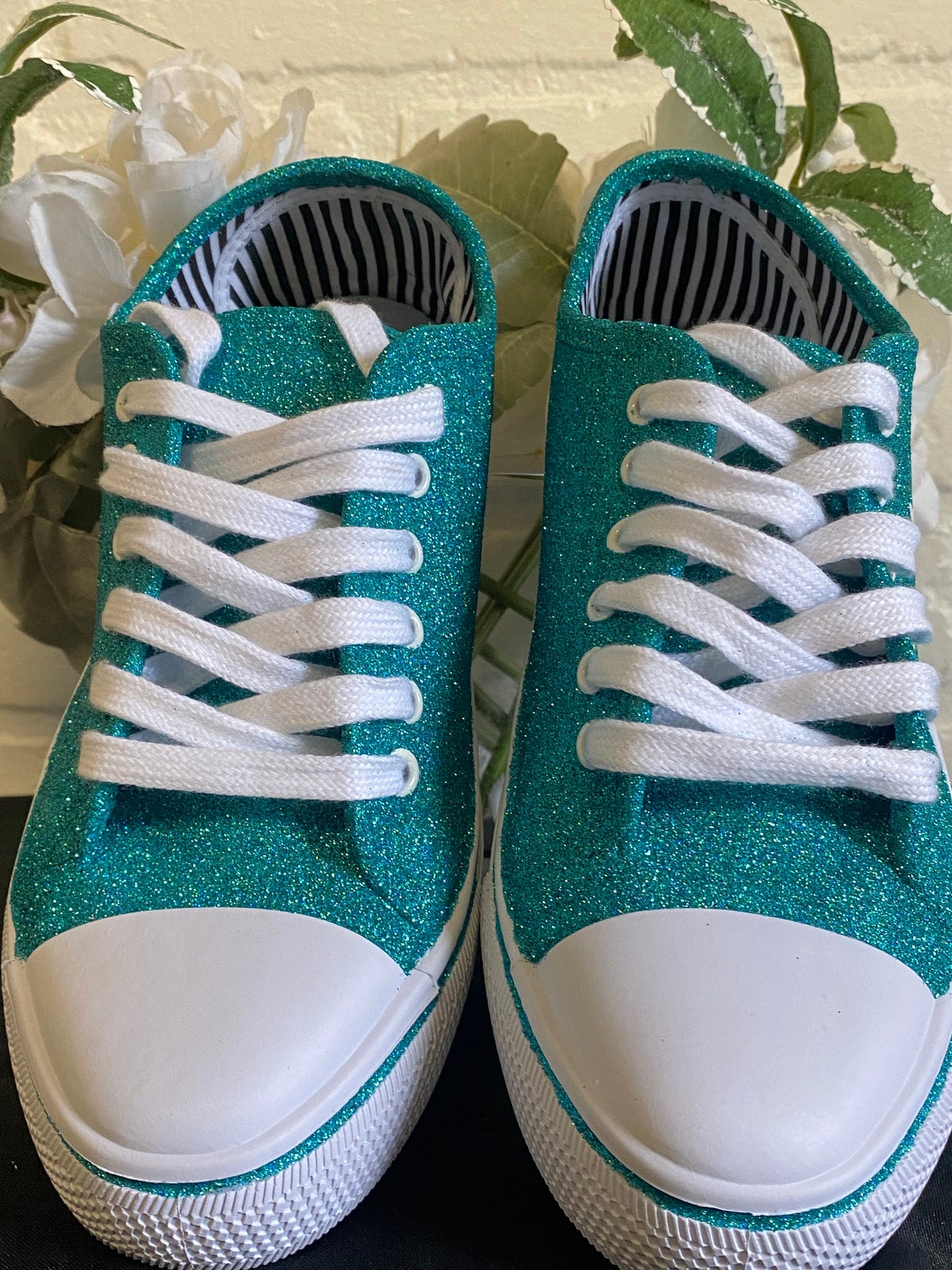 Personalized Teal Aqua Blue Green Glitter Sneakers