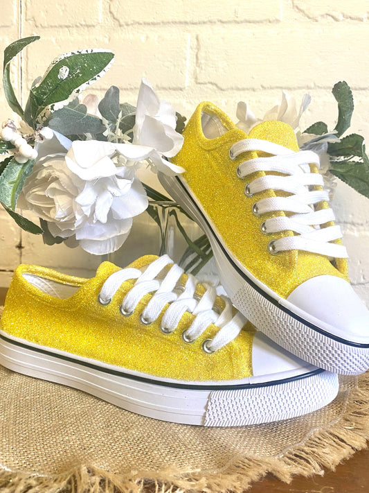 Banana Yellow Glitter Sneakers