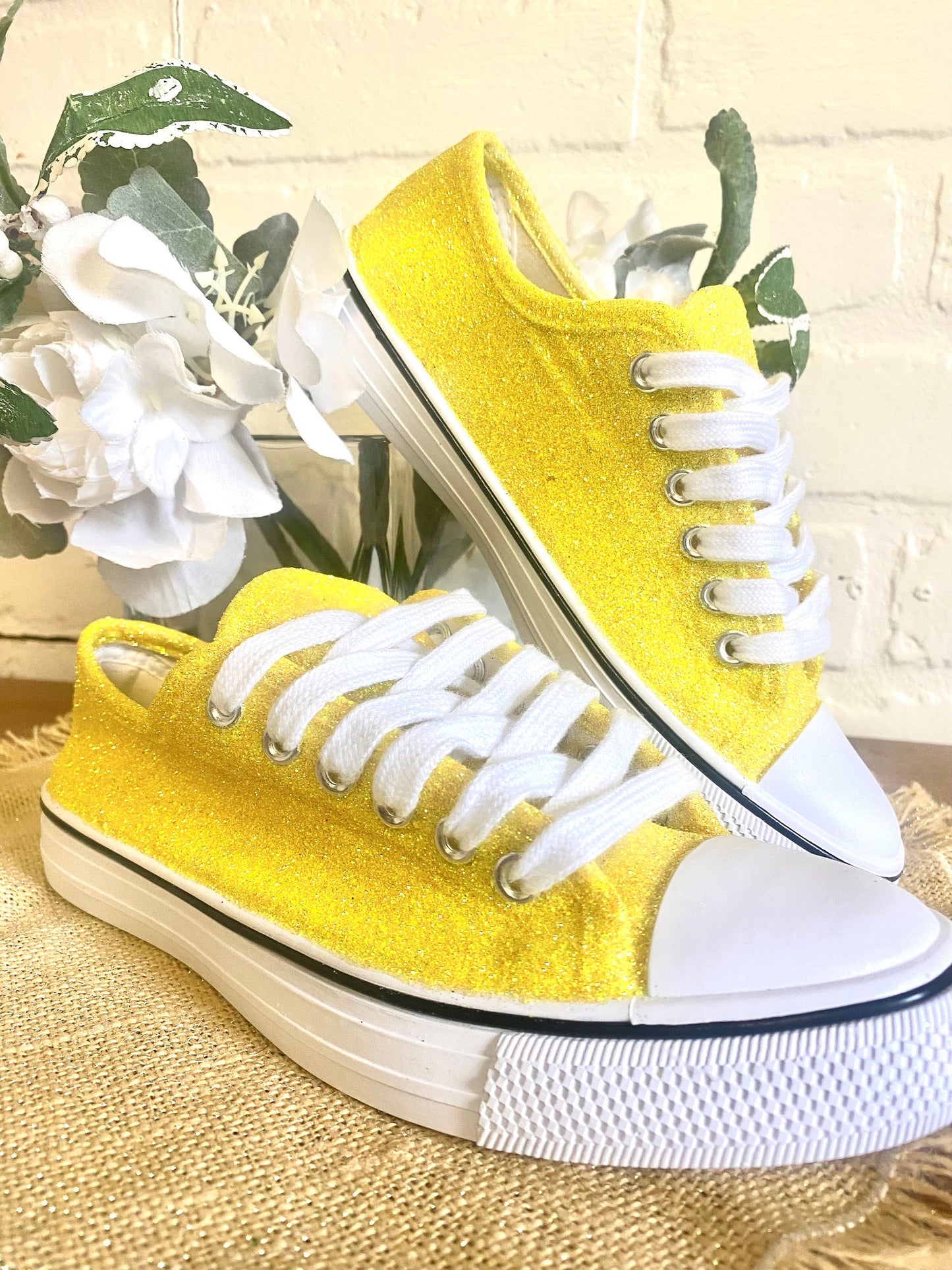 Banana Yellow Glitter Sneakers