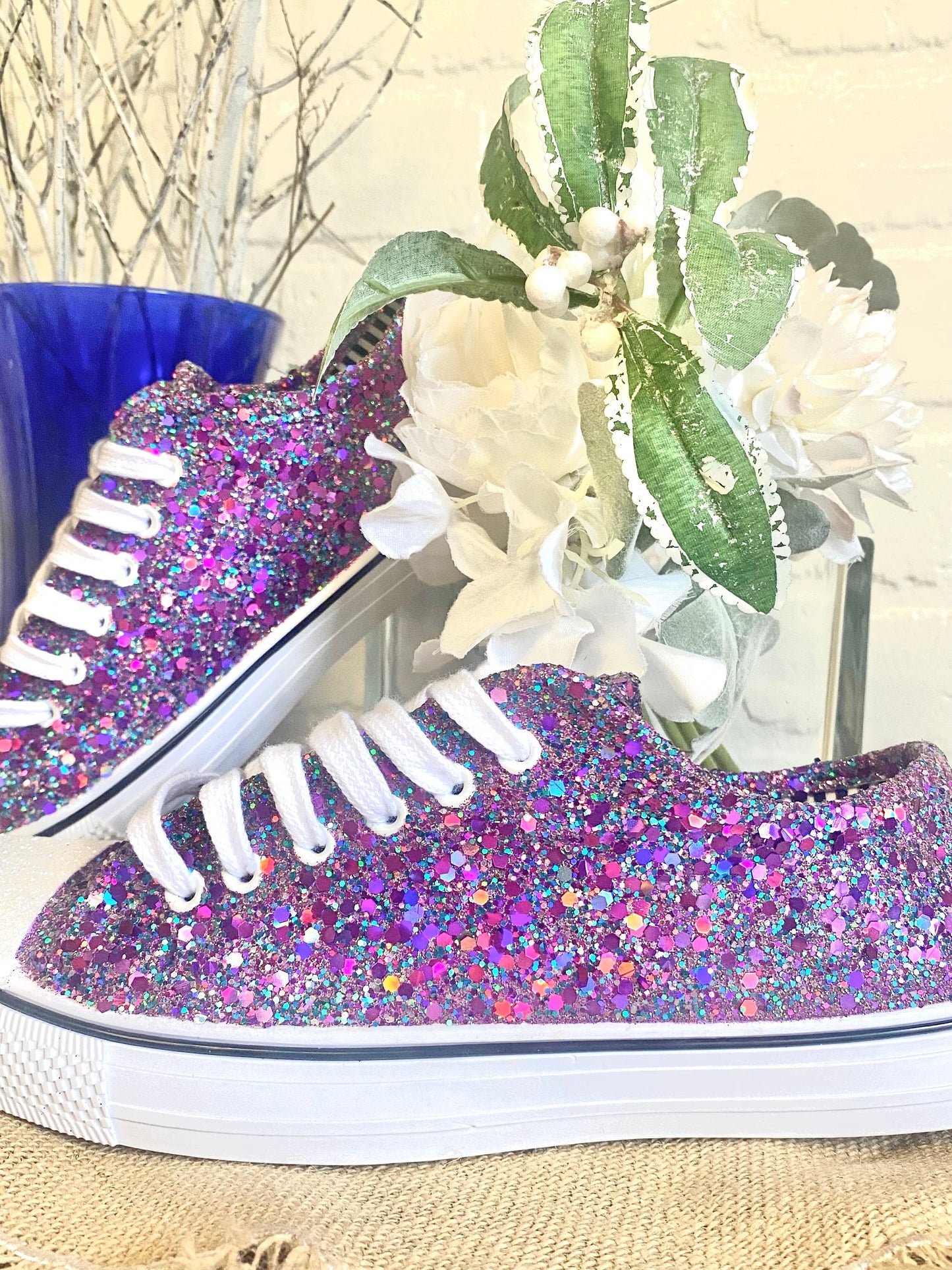 Purple Bling Teal Galaxy Mix Glitter Sneaker