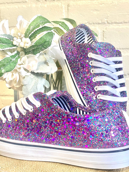 Purple Bling Teal Galaxy Mix Glitter Sneaker