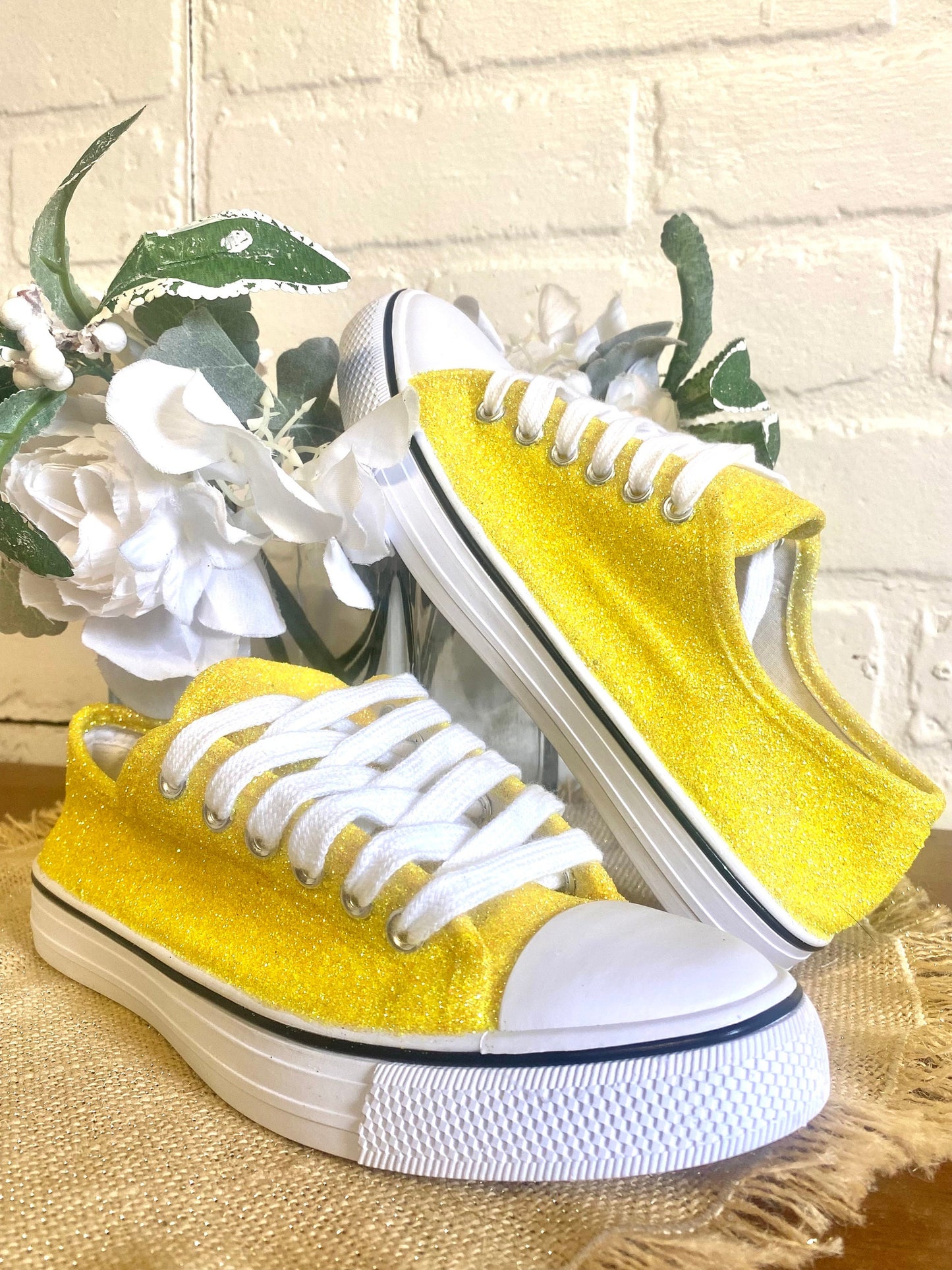 Banana Yellow Glitter Sneakers