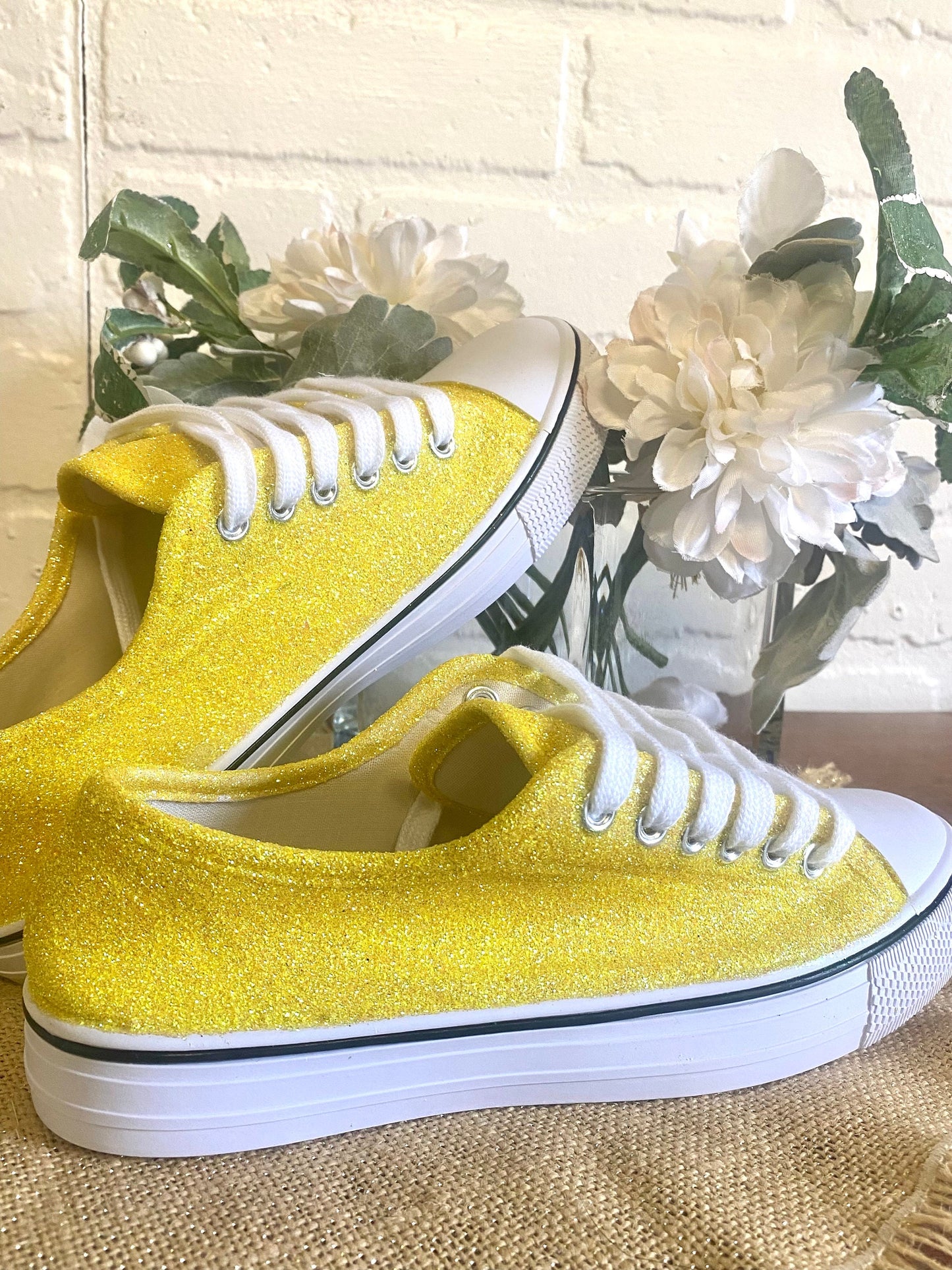 Banana Yellow Glitter Sneakers